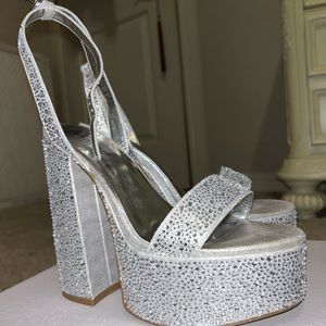 Silver high heels